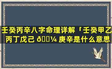 壬癸丙辛八字命理详解「壬癸甲乙丙丁戊己 🌼 庚辛是什么意思」
